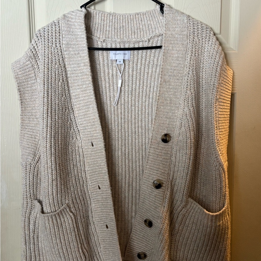 Women's Cream Cardigan Vest